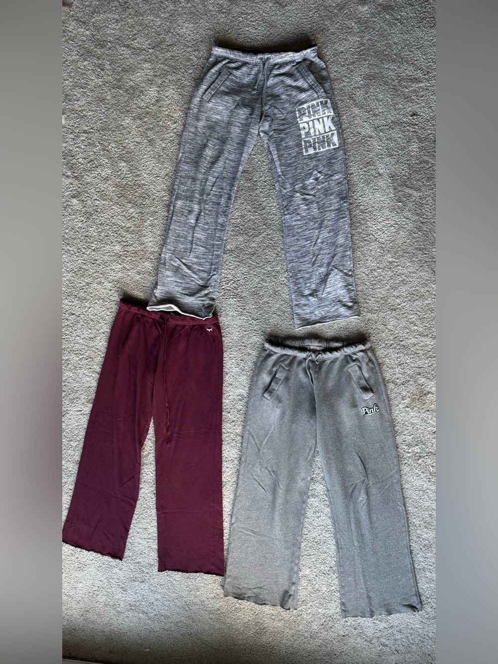 Victoria’s Secret PINK XS boyfriend sweatpant bundle lot of 3 pants loungewear